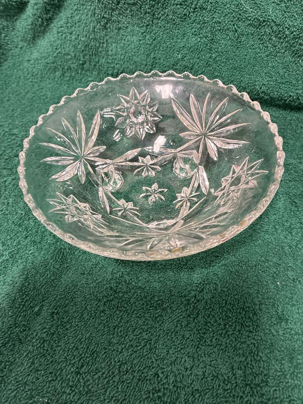 Vintage Anchor Hocking Star of David 3-Footed Clear Cut Glass Candy Dish Bowl